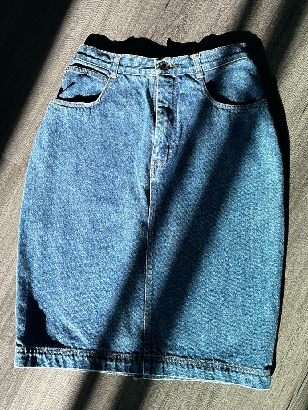 Gloria Vanderbilt 1990s Denim High Waisted Pencil Skirt
